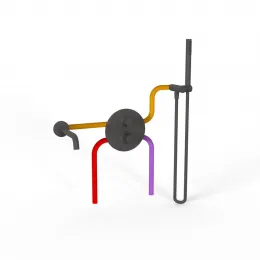 Комплект на 2 потребителя с термостатом Cox PAINI, для ванны с ручным душем, черный брашированный PVD