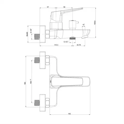 Смеситель для ванны PAINI Bari без аксессуара, хром (CR)