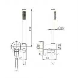 Комплект ручной лейки для встройки со шлангом, черный брашированный PVD (PZ)