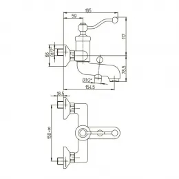Смеситель для ванны PAINI Duomo без аксессуара, хром (CR)