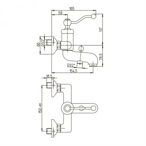 Смеситель для ванны PAINI Duomo без аксессуара, хром (CR)