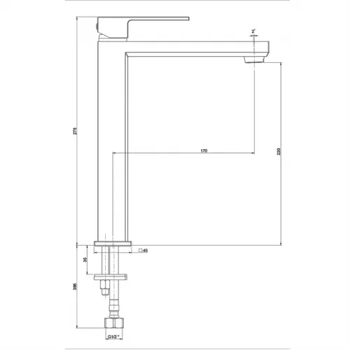 Смеситель для раковины PAINI Grazia без донного клапана, черный брашированный PVD (PZ)