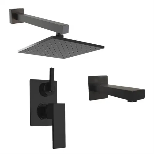 Комплект на 2 потребителя Grazia PAINI, для ванны с верхним душем, черный брашированный PVD
