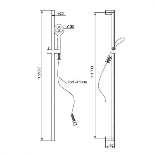 Душевой гарнитур PAINI Catania 1200, хром (CR)