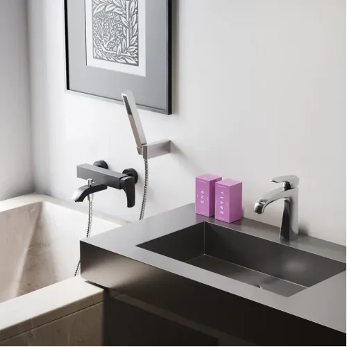 Смеситель для ванны PAINI Lady с аксессуаром, черный (YO)