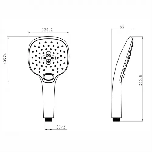 Душевая лейка ручная PAINI Pescara 120 мм, 3 режима, хром (CR)