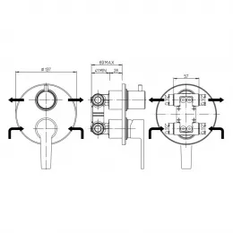 Смеситель для ванны PAINI Le Mans встраиваемый, хром (CR)