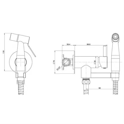 Гигиенический душ PAINI Isola встраиваемый, черный брашированный PVD (PZ)