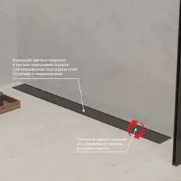 Душевой лоток PAINI Klasik 650 мм D40, монтаж к стене, черный матовый