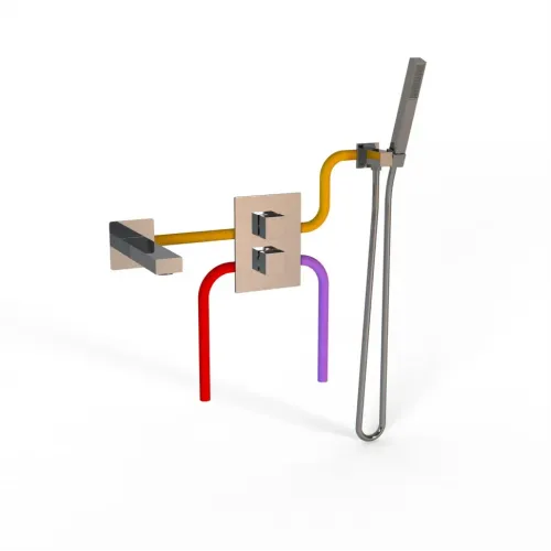 Комплект на 2 потребителя с термостатом Grazia PAINI, для ванны с ручным душем, хром