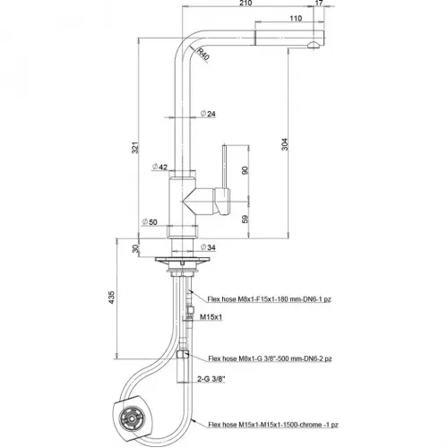 Смеситель для кухни PAINI Piemonte, хром (CR)