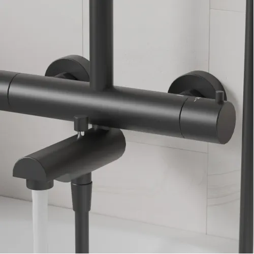 Душевая система PAINI COX с термостатом и изливом, черный (YO)