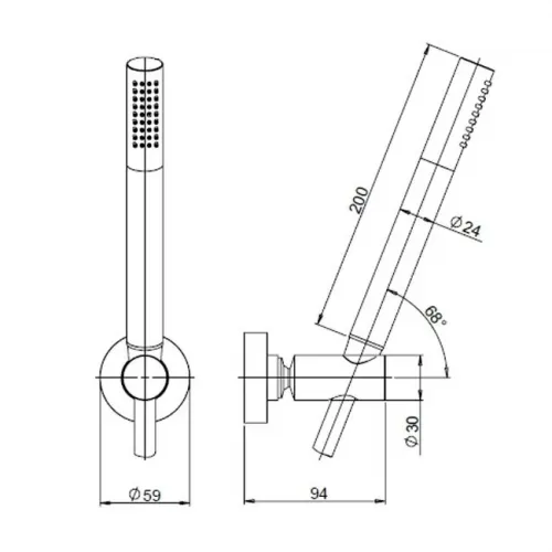 Душевой комплект лейка шланг держатель PAINI, хром (CR)