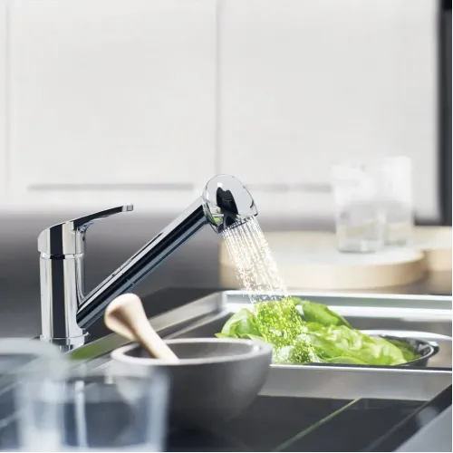 Смеситель для кухни PAINI Creta выдвижной излив, хром (CR)