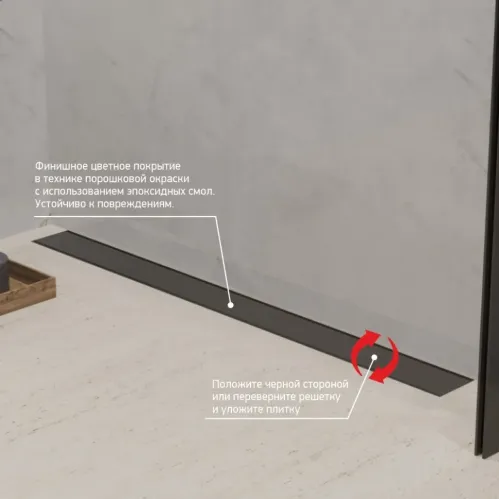 Душевой лоток PAINI Klasik 750 мм D40, монтаж к стене, черный матовый