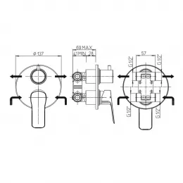 Смеситель для ванны PAINI Viva Style встраиваемый, черный (YO)