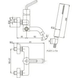 Комплект смесителей PAINI Pixel 2 в 1, для раковины и ванны с аксессуарами, хром