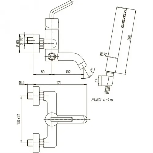 Комплект смесителей PAINI Pixel 2 в 1, для раковины и ванны с аксессуарами, хром