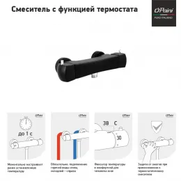 Смеситель для душа PAINI Lady с термостатом, черный (YO)