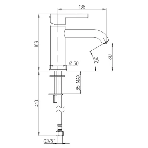 Смеситель для раковины PAINI Brera без донного клапана, брашированное золото PVD (PJ)