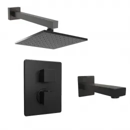 Комплект на 2 потребителя с термостатом Grazia PAINI, для ванны с верхним душем, черный брашированный PVD