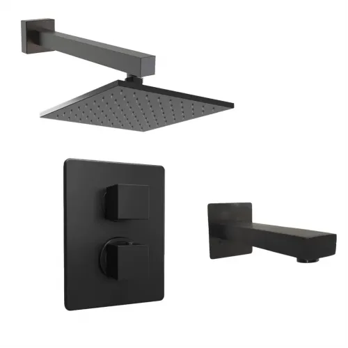 Комплект на 2 потребителя с термостатом Grazia PAINI, для ванны с верхним душем, черный брашированный PVD