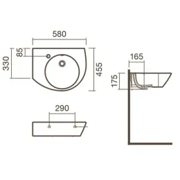 Раковина подвесная Sanitana POP 58 левая