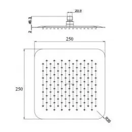 Верхний душ PAINI 250 мм, квадратный, ультратонкий, хром (CR)