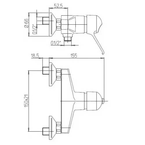 Смеситель для душа PAINI Creta, хром (CR)