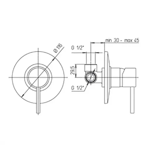 Смеситель для душа PAINI Cox встраиваемый, черный брашированный PVD (PZ)