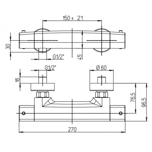 Смеситель для душа PAINI Nove с термостатом, хром (CR)