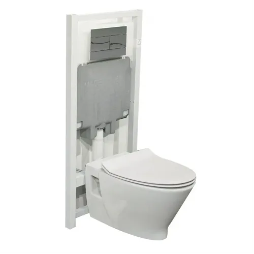 Комплект подвесного унитаза Pop ART 4 в 1, кнопка хром