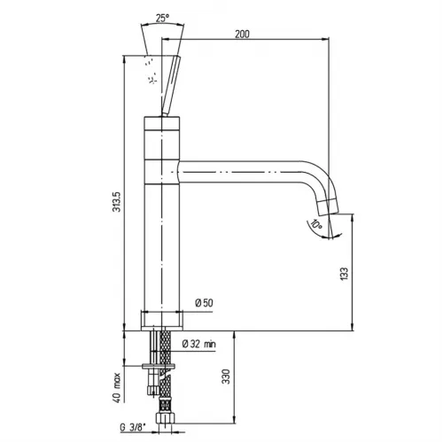 Смеситель для кухни PAINI Cox джостиковое управление, хром (CR)