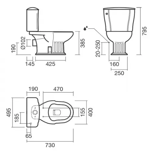 Унитаз-компакт Sanitana GRECIA крышка темная