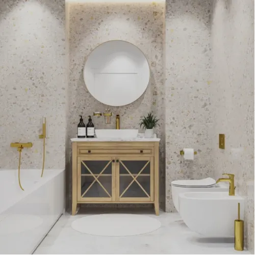 Смеситель для биде PAINI Lady с донным клапаном, золото PVD (OP)