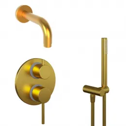 Комплект на 2 потребителя Cox PAINI, для ванны с ручным душем, брашированное золото PVD