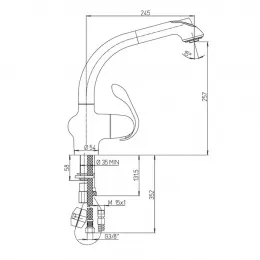 Смеситель для кухни PAINI, сталь, сталь PVD (PA)