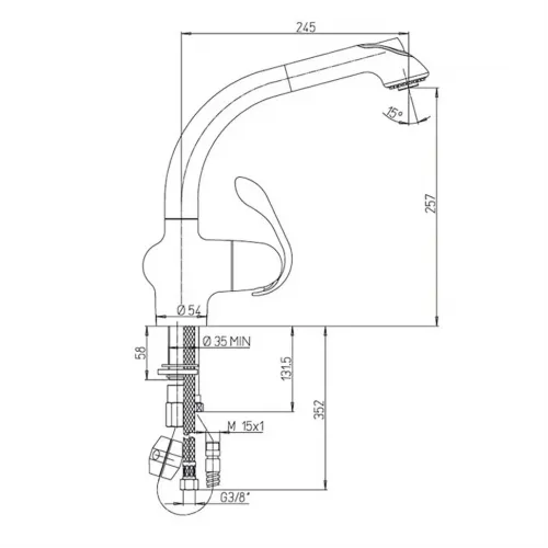 Смеситель для кухни PAINI, сталь, сталь PVD (PA)