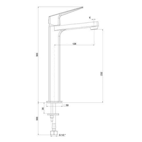 Смеситель для раковины PAINI Bari без донного клапана, высокий, хром (CR)