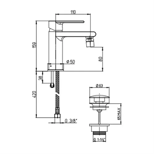 Смеситель для биде PAINI Ghibli, хром (CR)