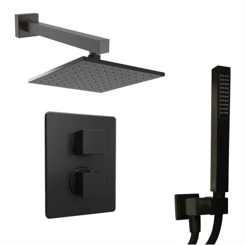Комплект на 2 потребителя с термостатом Grazia PAINI, для душа, черный брашированный PVD