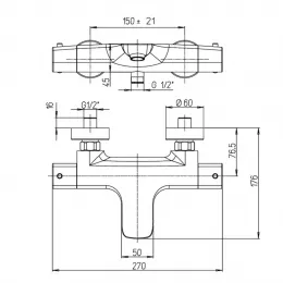 Смеситель для ванны PAINI Nove с термостатом, хром (CR)