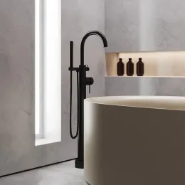 Смеситель напольный PAINI Cox для ванны поворотный излив, черный брашированный PVD (PZ)