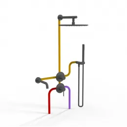 Комплект на 3 потребителя Cox PAINI, для ванны/душа, черный брашированный PVD