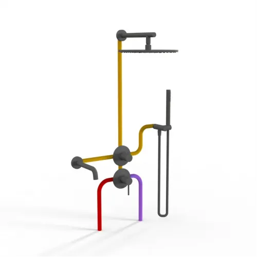 Комплект на 3 потребителя Cox PAINI, для ванны/душа, черный брашированный PVD