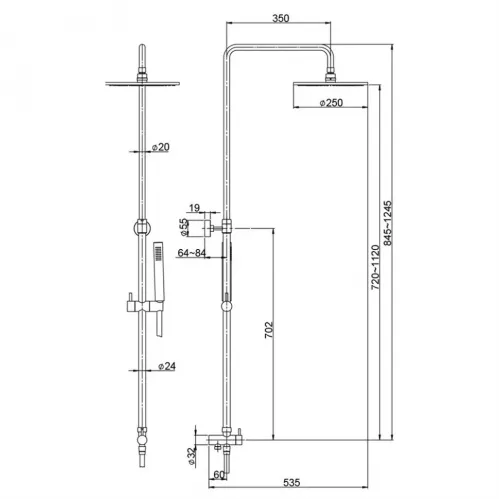 Душевая система PAINI Rst4, хром (CR)