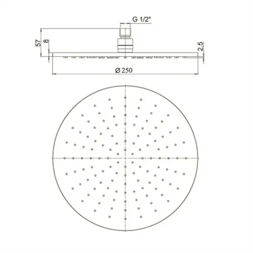 Верхний душ PAINI 250 мм, круглая, черный брашированный PVD (PZ)