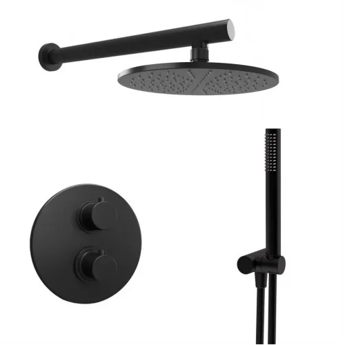 Комплект на 2 потребителя с термостатом Cox PAINI, для душа, черный брашированный PVD