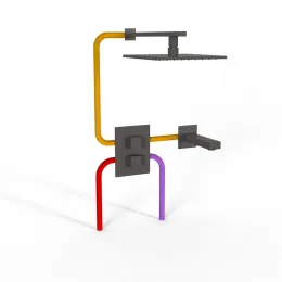 Комплект на 2 потребителя с термостатом Grazia PAINI, для ванны с верхним душем, черный брашированный PVD