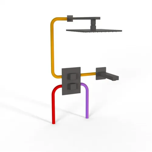 Комплект на 2 потребителя с термостатом Grazia PAINI, для ванны с верхним душем, черный брашированный PVD